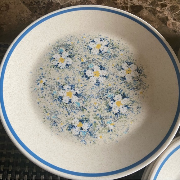 Vintage Lenox 7 pieces Temperware Dew Drops Bright Blue with white flowers - Picture 3 of 6